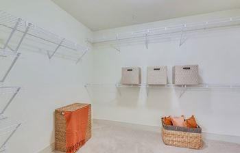Oversized closet with built-in storage and shelving*